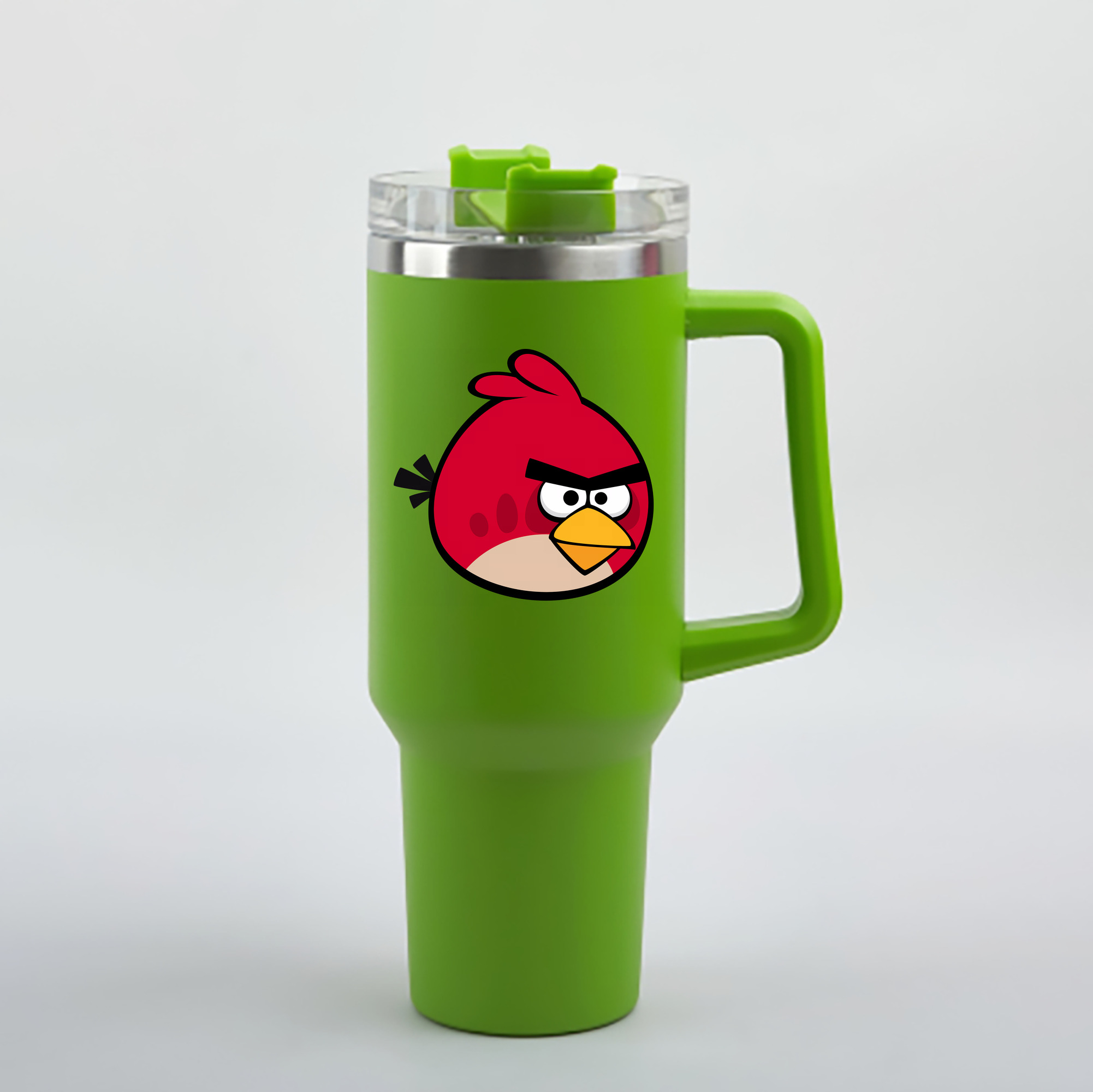 （画像用） Angry Birds アングリーバード 1200mL車用タンブラー - クリスタルステッカー（プラスチックストロー付き）